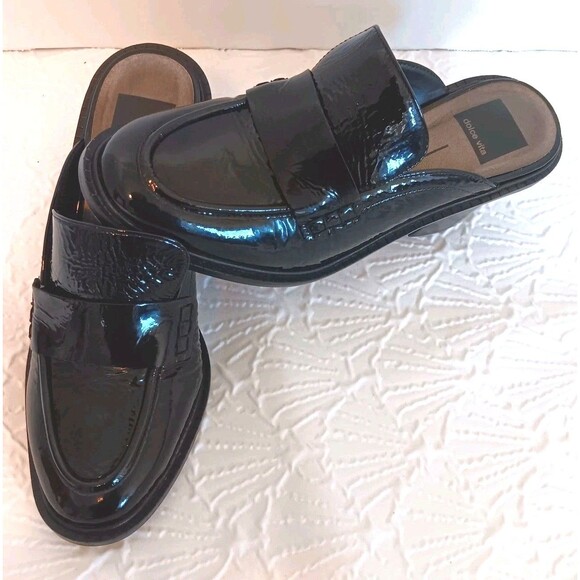 Dolce Vita Mali Black Patent Leather Heeled Loafer Mull Sz 6.5 Block Heel - Picture 14 of 14